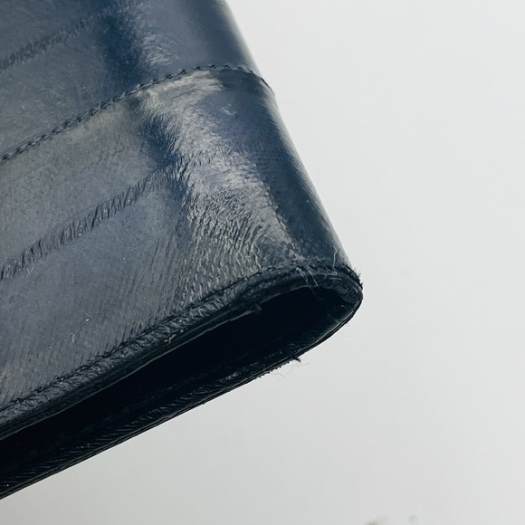 Vintage Navy Blue Eel Skin TriFold Wallet Checkbook Cards Coins Korea - Picture 5 of 11